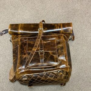 Vintage Brown Leather Backpack